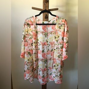 Plus floral print kimono